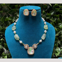 Amoliya Jewels Gold Plated Polki Kundan And Pearl Necklace Set