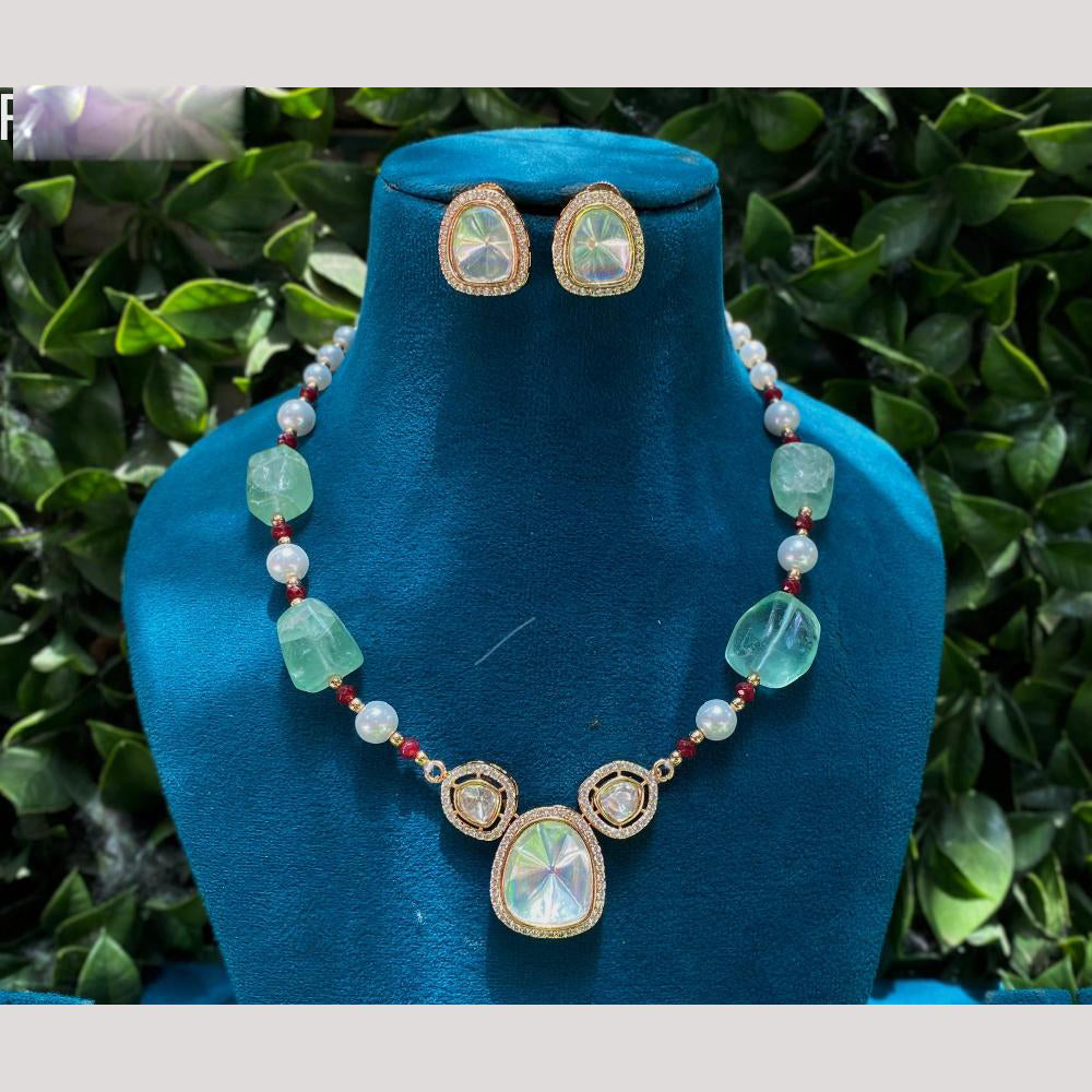 Amoliya Jewels Gold Plated Polki Kundan And Pearl Necklace Set