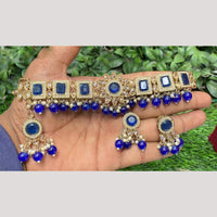 Amoliya Gold Plated Designer Crystal And Beads Choker Necklace Set