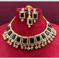 Amoliya Gold Plated Designer Crystal And Beads Choker Necklace Set