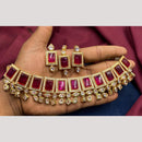 Amoliya Gold Plated Designer Crystal And Beads Choker Necklace Set