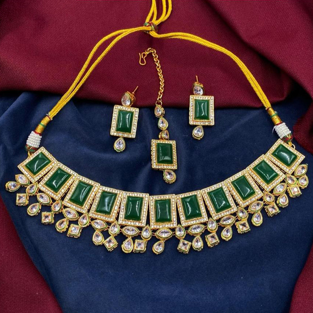 Amoliya Gold Plated Designer Crystal And Beads Choker Necklace Set