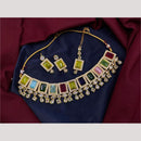 Amoliya Gold Plated Designer Crystal And Beads Choker Necklace Set