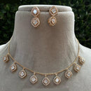 Amoliya Jewels Elegant Gold-Plated Crystal Necklace Set