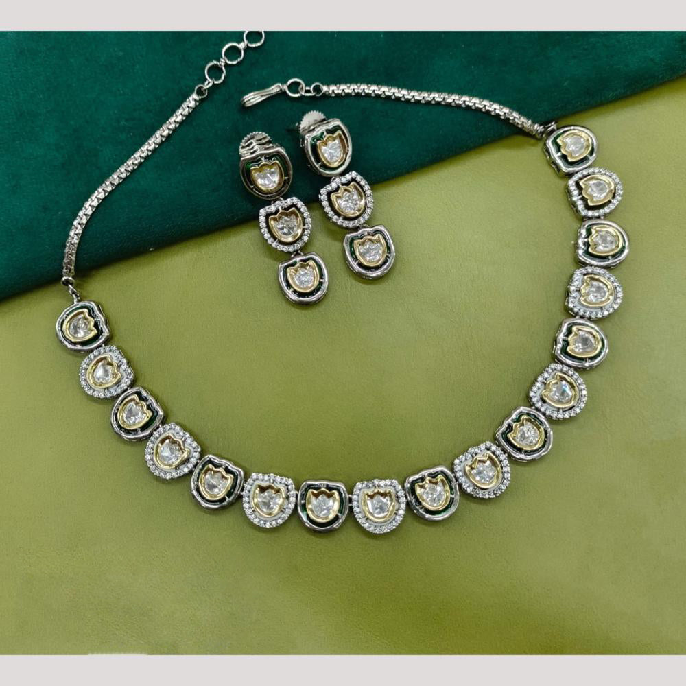 Amoliya Jewels Gold Plated Polki Kundan Necklace Set