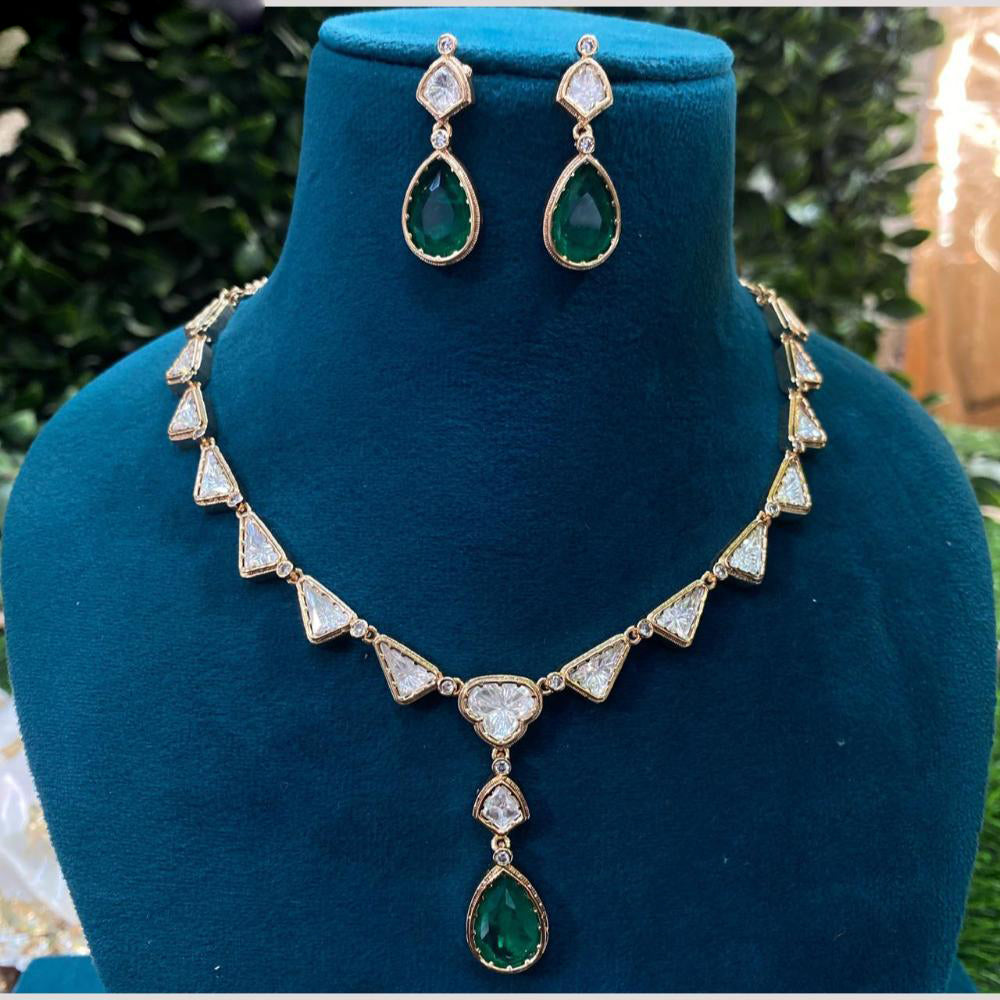 Amoliya Jewels Gold Plated Polki Kundan Necklace Set