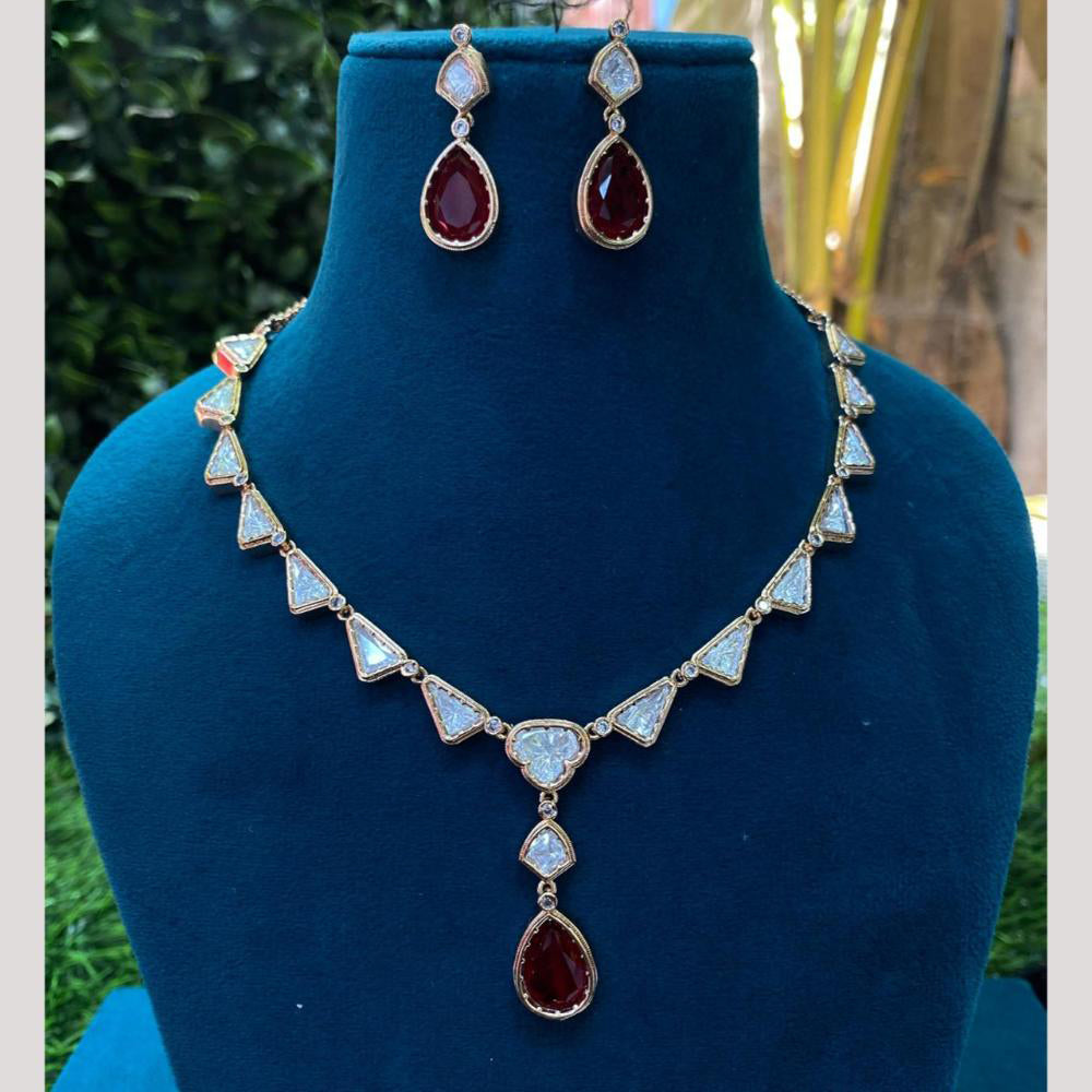 Amoliya Jewels Gold Plated Polki Kundan Necklace Set