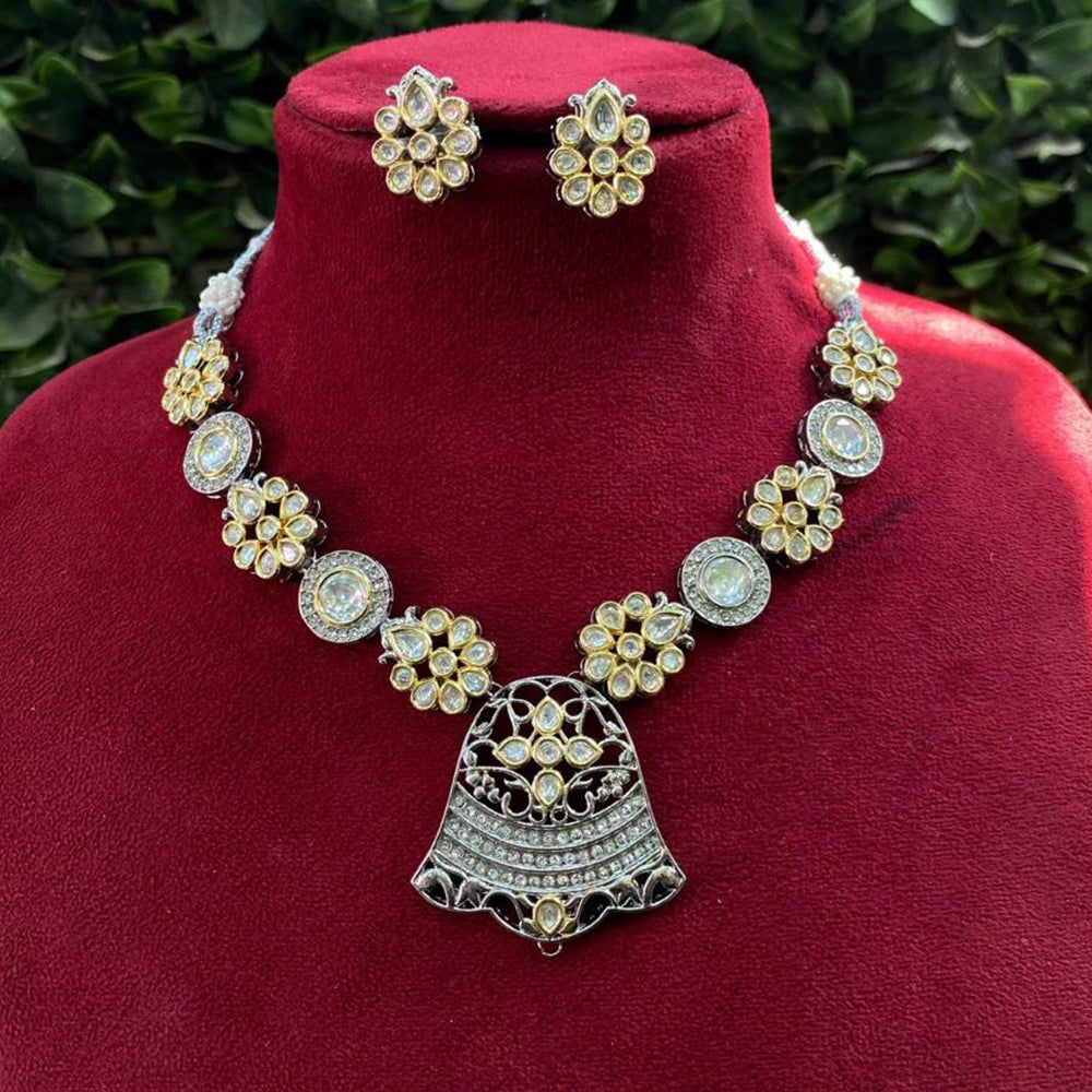 Amoliya Jewels Gold Plated Polki Kundan Necklace Set