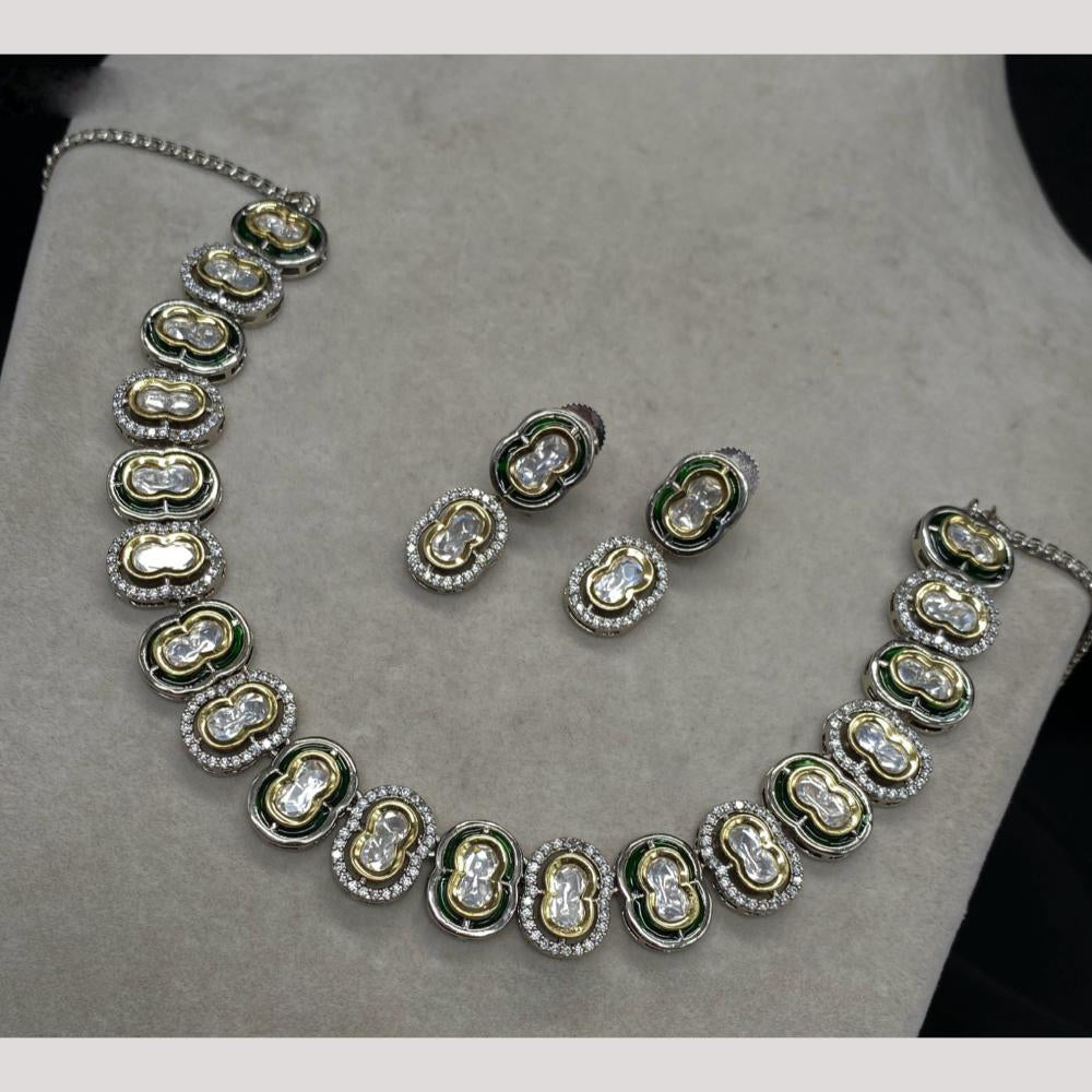 Amoliya Jewels Gold Plated Polki Kundan Necklace Set