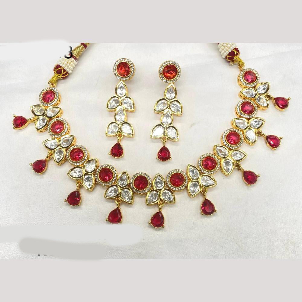Amoliya Jewels Gold Plated Polki Kundan Necklace Set