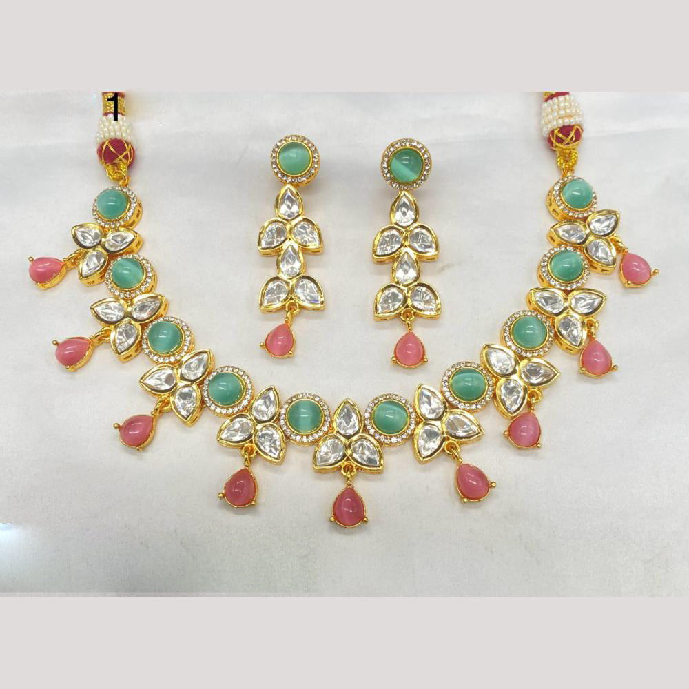 Amoliya Jewels Gold Plated Polki Kundan Necklace Set