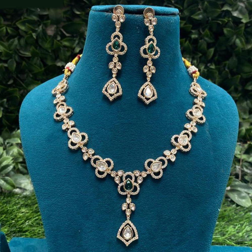 Amoliya Jewels Gold Plated Polki Kundan Necklace Set