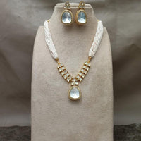 Amoliya Jewels Gold Plated Polki Kundan Stone And Pearl Necklace Set
