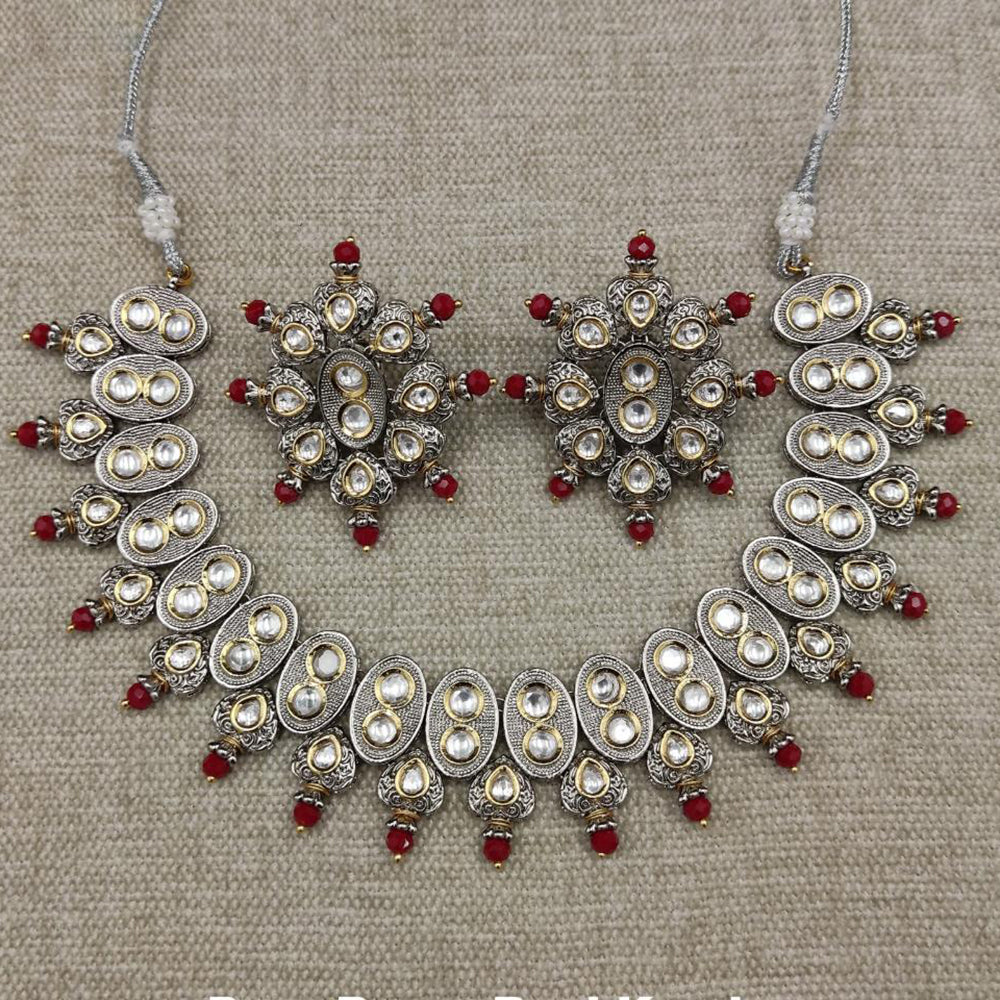 Amoliya Jewels Gold Plated Kundan Stone Necklace Set