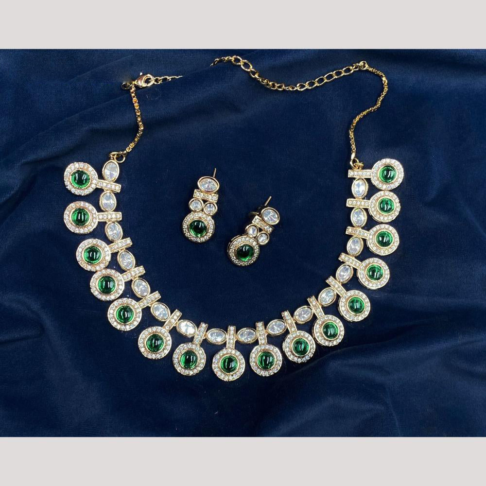 Amoliya Jewels Gold Plated Polki Kundan Necklace Set