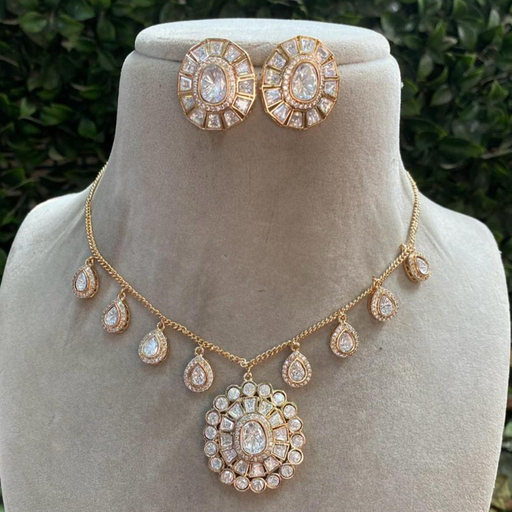 Amoliya Jewels Gold Plated Polki Kundan Necklace Set