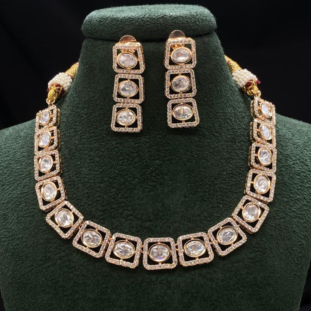 Amoliya Jewels Gold Plated Polki Kundan Necklace Set