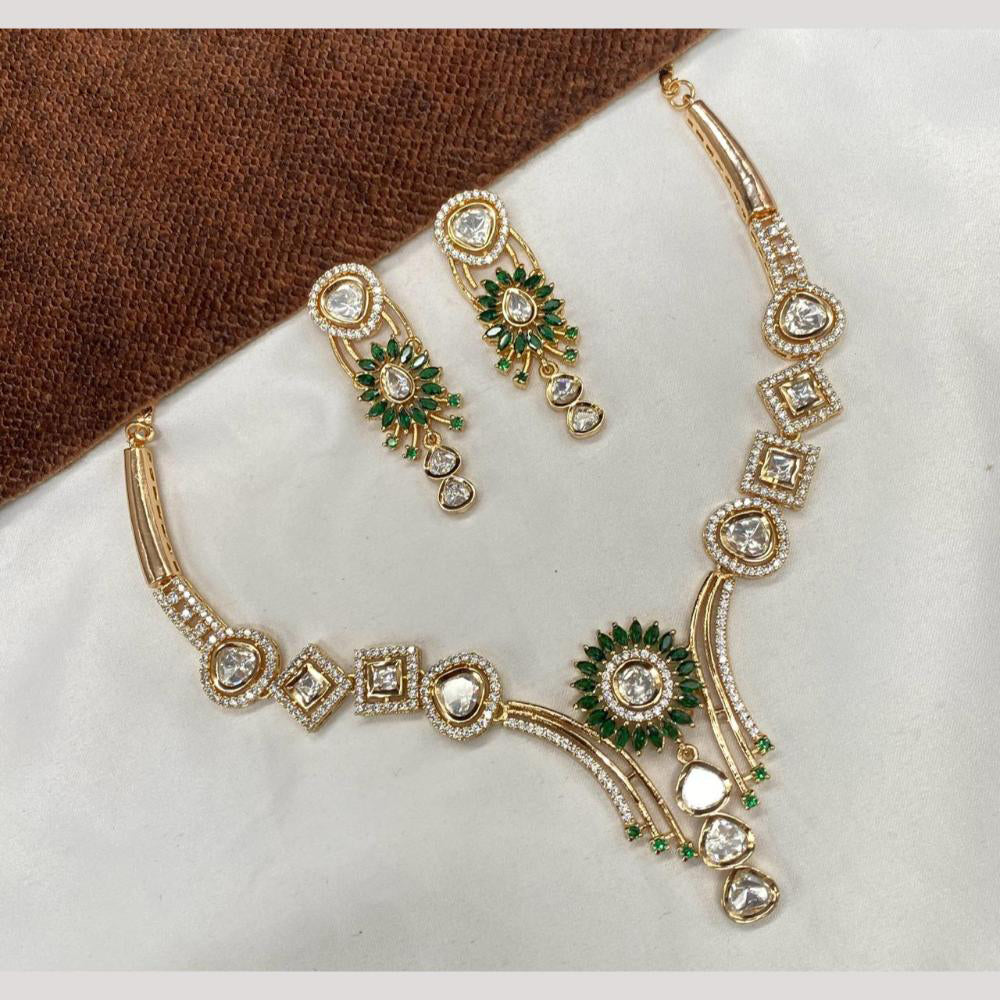 Amoliya Jewels Gold Plated Polki Kundan Necklace Set