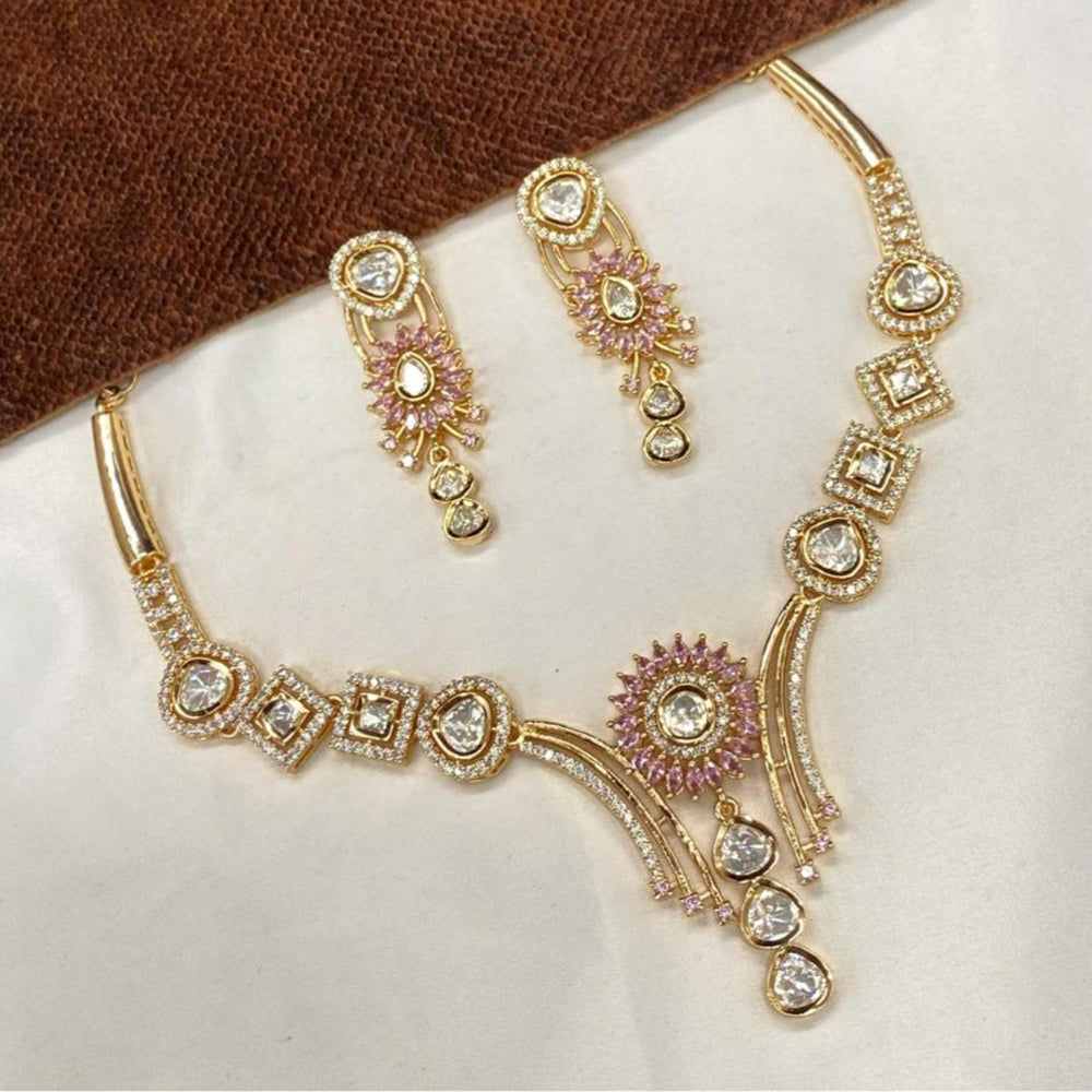 Amoliya Jewels Gold Plated Polki Kundan Necklace Set