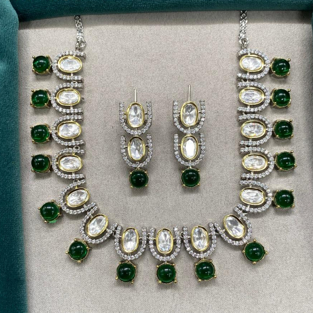 Amoliya Jewels Gold Plated Polki Kundan Necklace Set