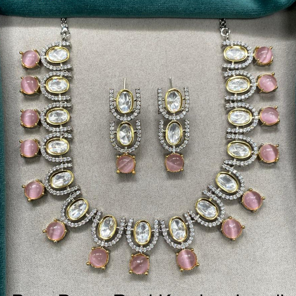 Amoliya Jewels Gold Plated Polki Kundan Necklace Set