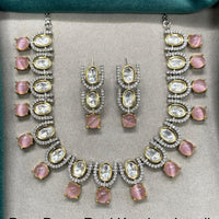 Amoliya Jewels Gold Plated Polki Kundan Necklace Set