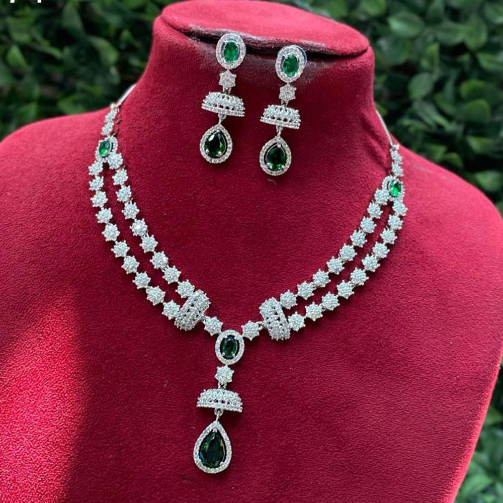 Amoliya Jewels Gold Plated American Diamond Necklace Set