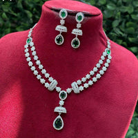 Amoliya Jewels Gold Plated American Diamond Necklace Set