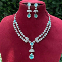 Amoliya Jewels Gold Plated American Diamond Necklace Set