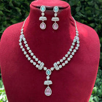 Amoliya Jewels Gold Plated American Diamond Necklace Set