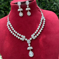 Amoliya Jewels Gold Plated American Diamond Necklace Set