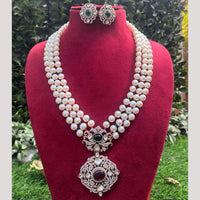 Amoliya Jewels Gold Plated Polki Kundan Stone And Pearl Long Necklace Set