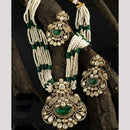 Amoliya Jewels Gold Plated Polki Kundan Stone And Pearl Long Necklace Set