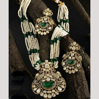 Amoliya Jewels Gold Plated Polki Kundan Stone And Pearl Long Necklace Set