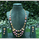 Amoliya Jewels Gold Plated Pota Stone And Beads Long Necklace Set