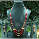 Amoliya Jewels Gold Plated Pota Stone And Beads Long Necklace Set
