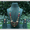 Amoliya Jewels Gold Plated Pota Stone And Beads Long Necklace Set