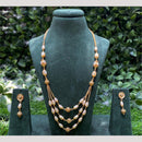 Amoliya Jewels Gold Plated Pota Stone And Beads Long Necklace Set