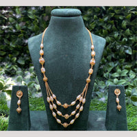 Amoliya Jewels Gold Plated Pota Stone And Beads Long Necklace Set