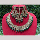 Amoliya Jewels Elegant Gold-Plated Crystal And Beads Necklace Set