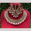 Amoliya Jewels Elegant Gold-Plated Crystal And Beads Necklace Set