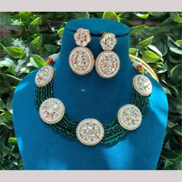 Amoliya Jewels Gold Plated Polki Kundan And Beads Necklace Set