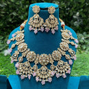 Amoliya Jewels Elegant Gold-Plated Crystal And Beads Necklace Set
