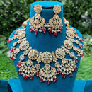 Amoliya Jewels Elegant Gold-Plated Crystal And Beads Necklace Set