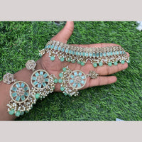 Amoliya Jewels Gold Plated Designer Crystal And Beads Choker Necklace Set