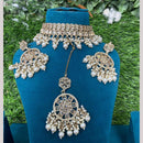Amoliya Jewels Gold Plated Designer Crystal And Beads Choker Necklace Set