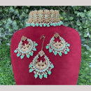 Amoliya Jewels Gold Plated Designer Crystal And Beads Choker Necklace Set