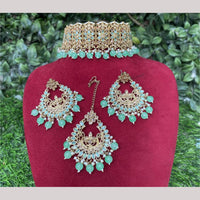 Amoliya Jewels Gold Plated Designer Crystal And Beads Choker Necklace Set