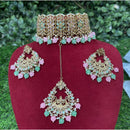 Amoliya Jewels Gold Plated Designer Crystal And Beads Choker Necklace Set