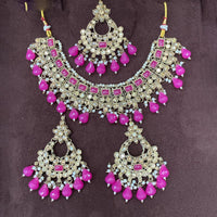 Amoliya Jewels Elegant Gold Plated Crystal And Beads Necklace Set